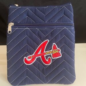 MLB Atlanta Braves Chev-Stitch Cross Body Purse/Bag, Blue